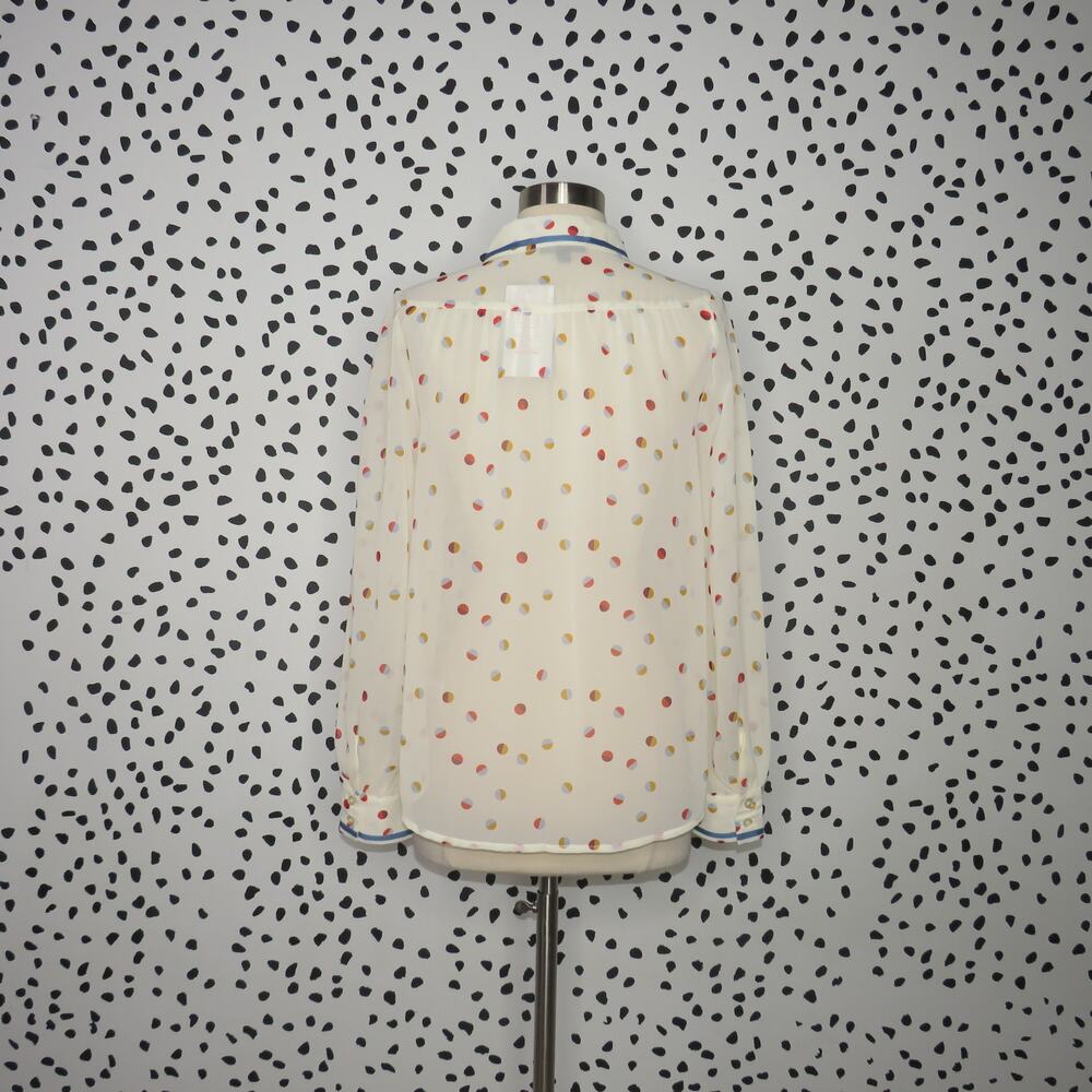 Modcloth Cream Polka Dot Print Be Buzzworthy Button Up Top - Picture 6 of 11